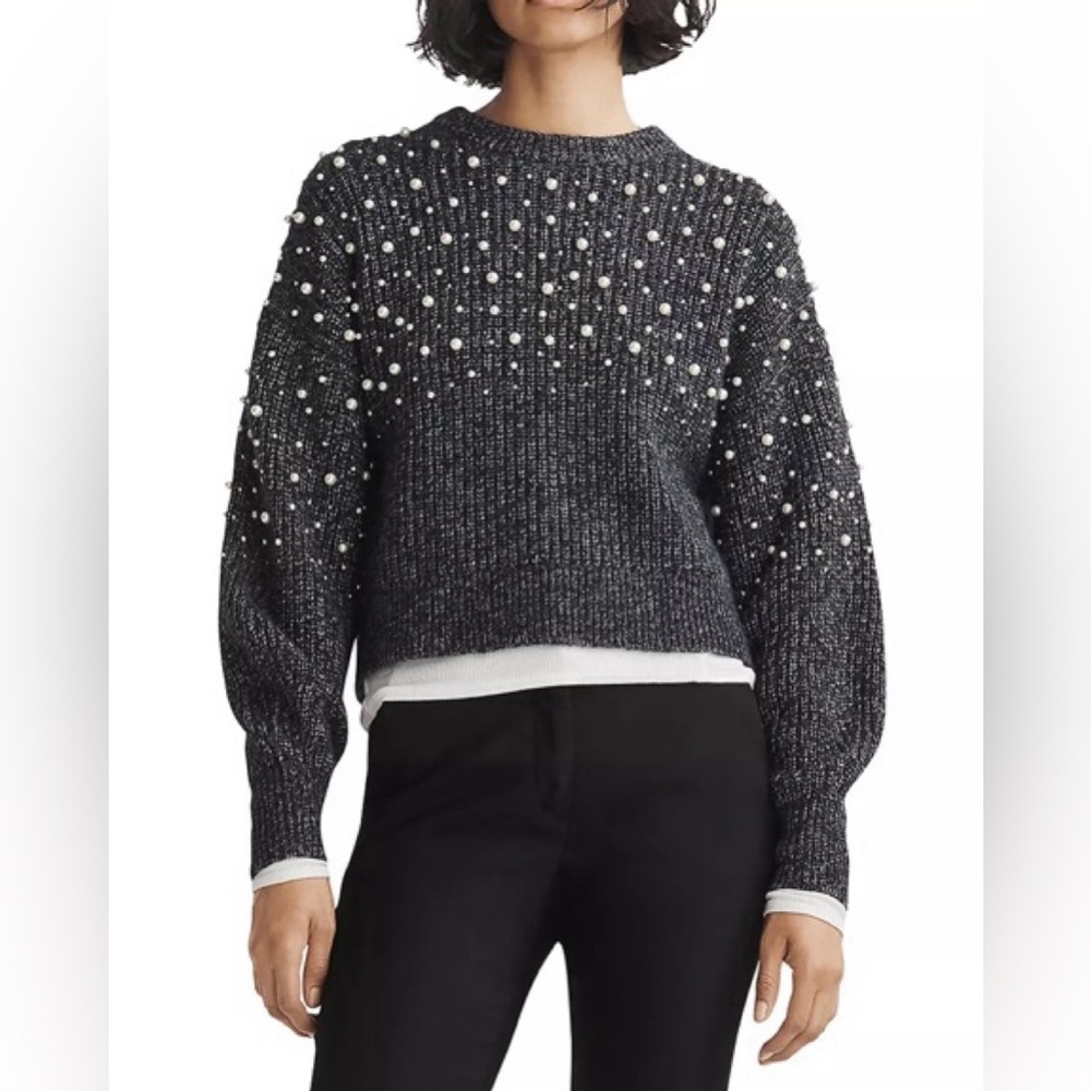 Rag & Bone Frankie Crew Sweater - Pearl-Embellished Marino Wool